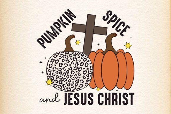 Fall Autumn Retro Jesus Pumpkin Graphics for T-Shirt Designs & Blog Visuals